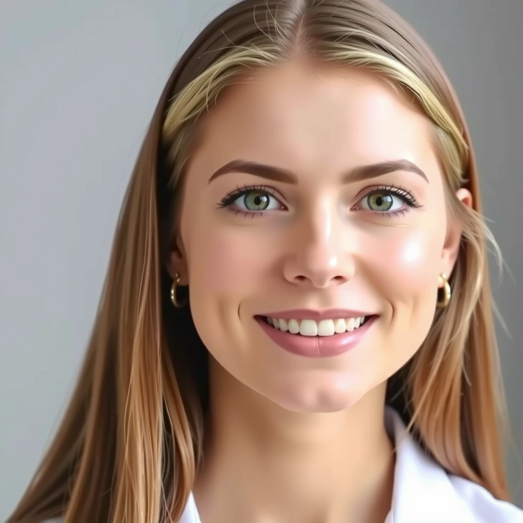 Happy woman with clear skin smiling